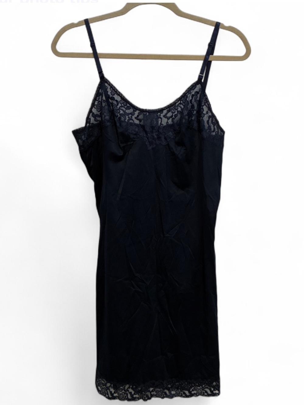 Vintage Blue Lace Trim Mini Slip Dress